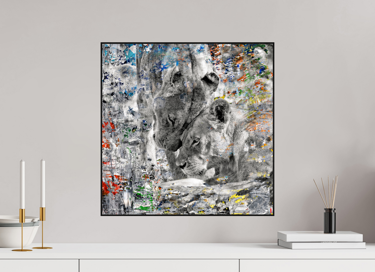 50 x 50 cm, Foto in ArtBox aus Massivholz Eiche schwarz RED³ WC Layamaya II