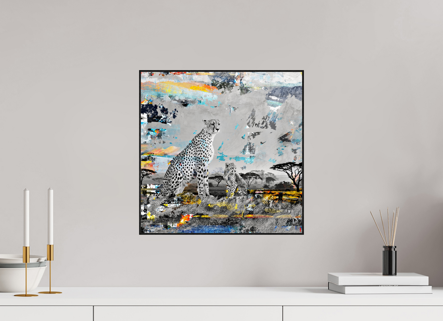 40 x 40 cm, Foto in ArtBox aus Massivholz Eiche schwarz RED³ WC Ladebayo II