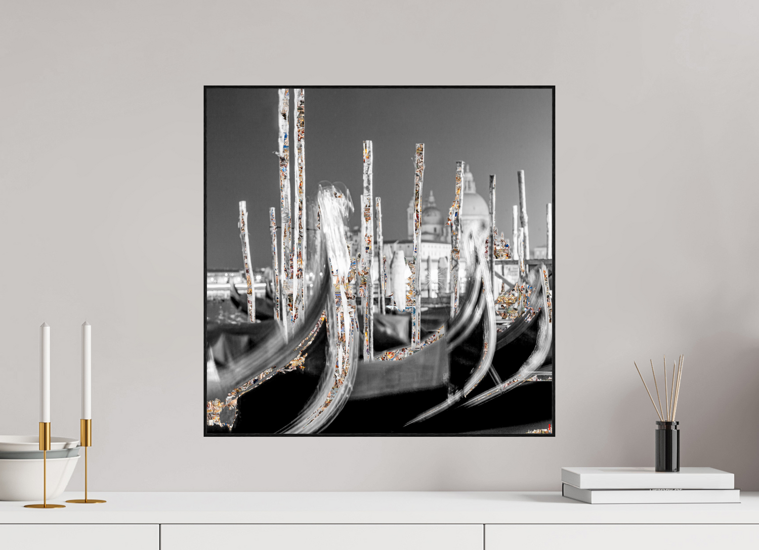 50 x 50 cm, Foto in ArtBox aus Massivholz Eiche schwarz RED³ HP Alina II