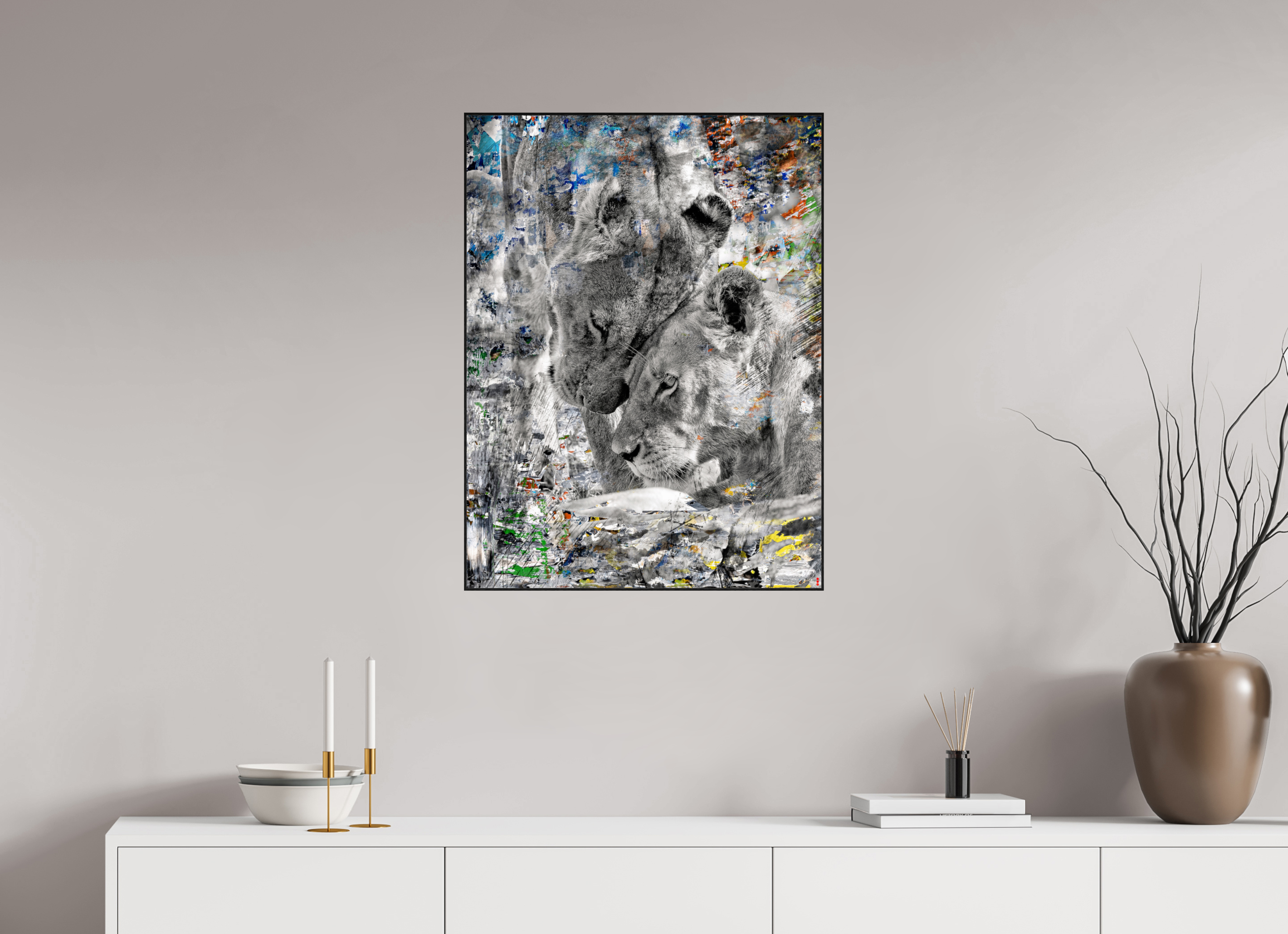 60 x 80 cm, Foto in ArtBox aus Massivholz Eiche schwarz RED³ WC Layamaya III