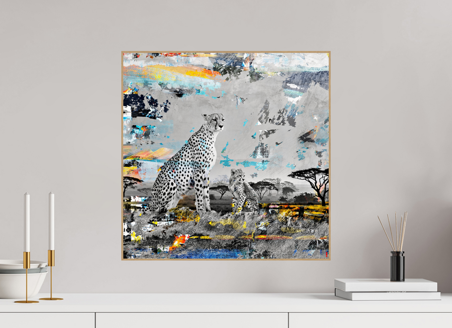 50 x 50 cm, Foto in ArtBox aus Massivholz Eiche natur RED³ WC Ladebayo II