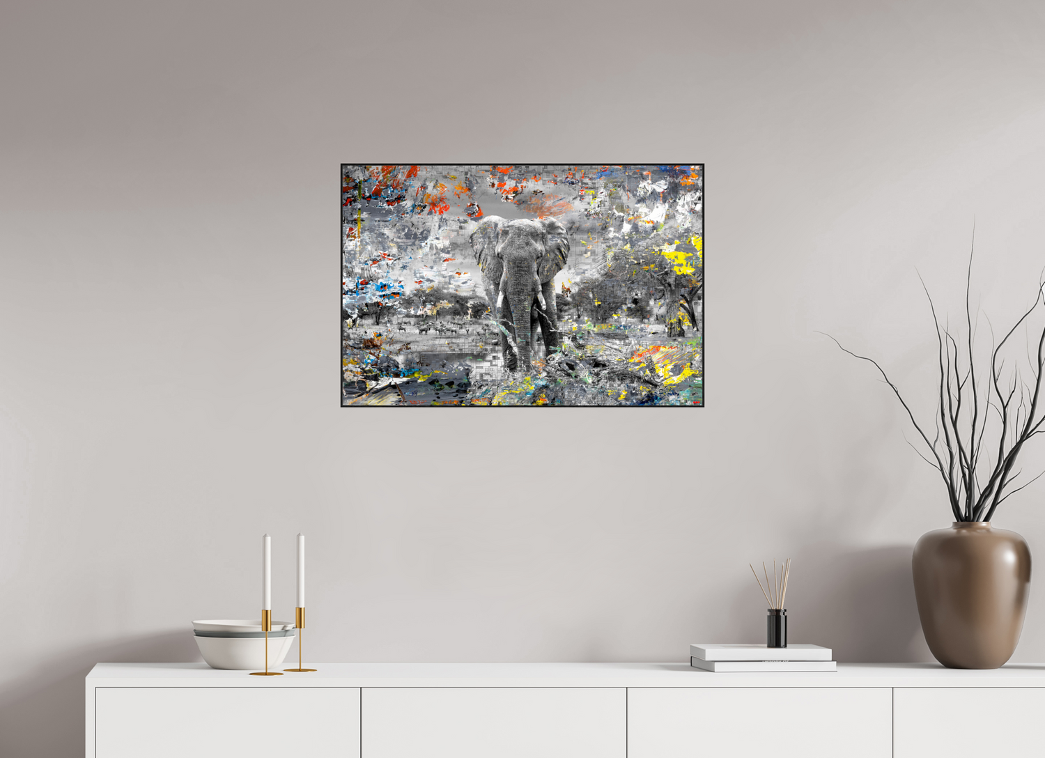 75 x 50 cm, Foto in ArtBox aus Massivholz Eiche schwarz RED³ WC Kajika I