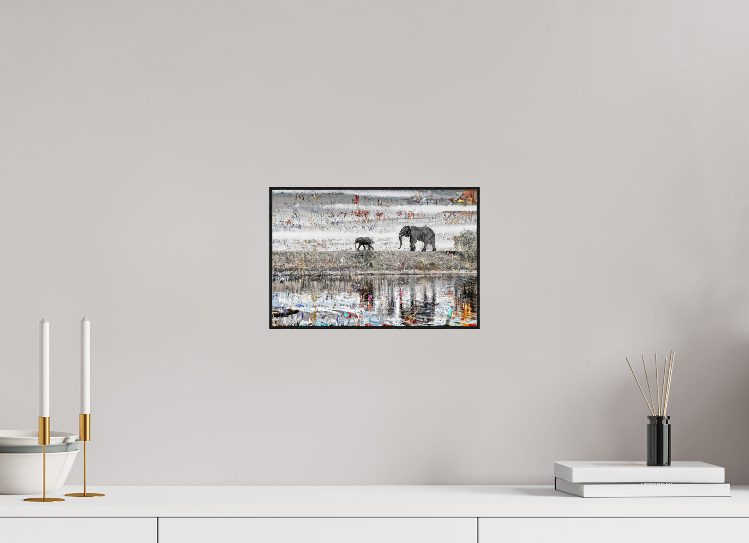 30 x 20 cm, Foto in ArtBox aus Massivholz Eiche schwarz RED³ WC Akuji I