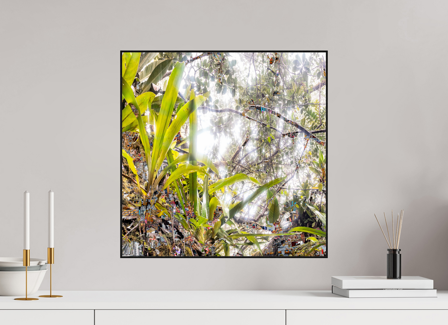 50 x 50 cm, Foto in ArtBox aus Massivholz Eiche schwarz RED³ HP Amara II