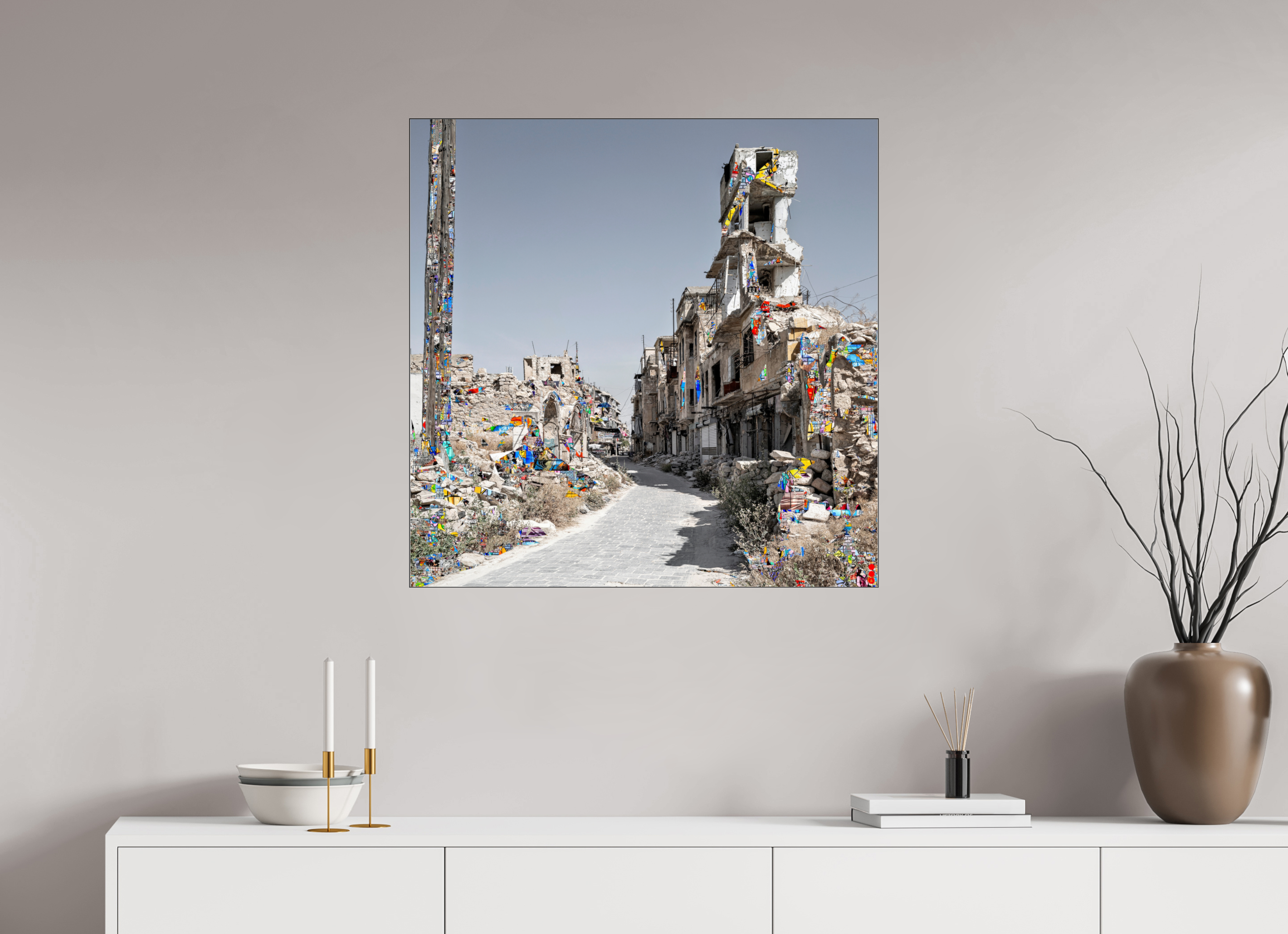 80 x 80 cm, Slimline Einfassung schwarz unter 2mm Acrylglas FA SCSI Madiha II