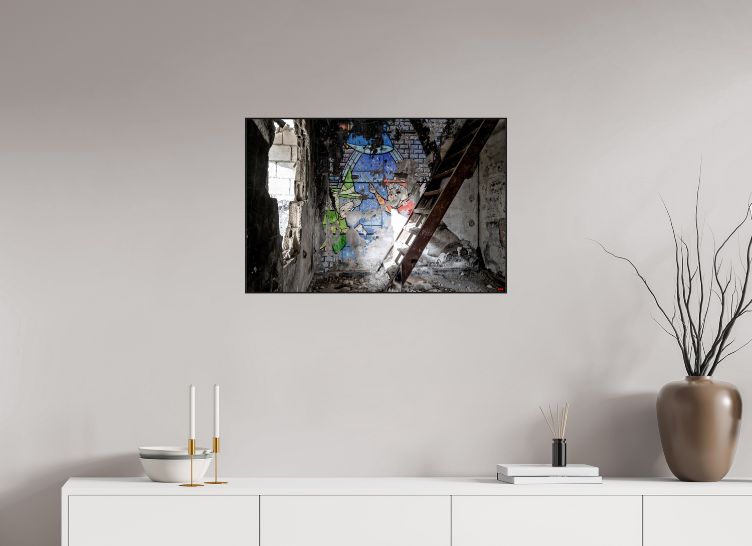 75 x 50 cm, Foto in ArtBox aus Massivholz Eiche schwarz RED³ SCSI Mazaya I