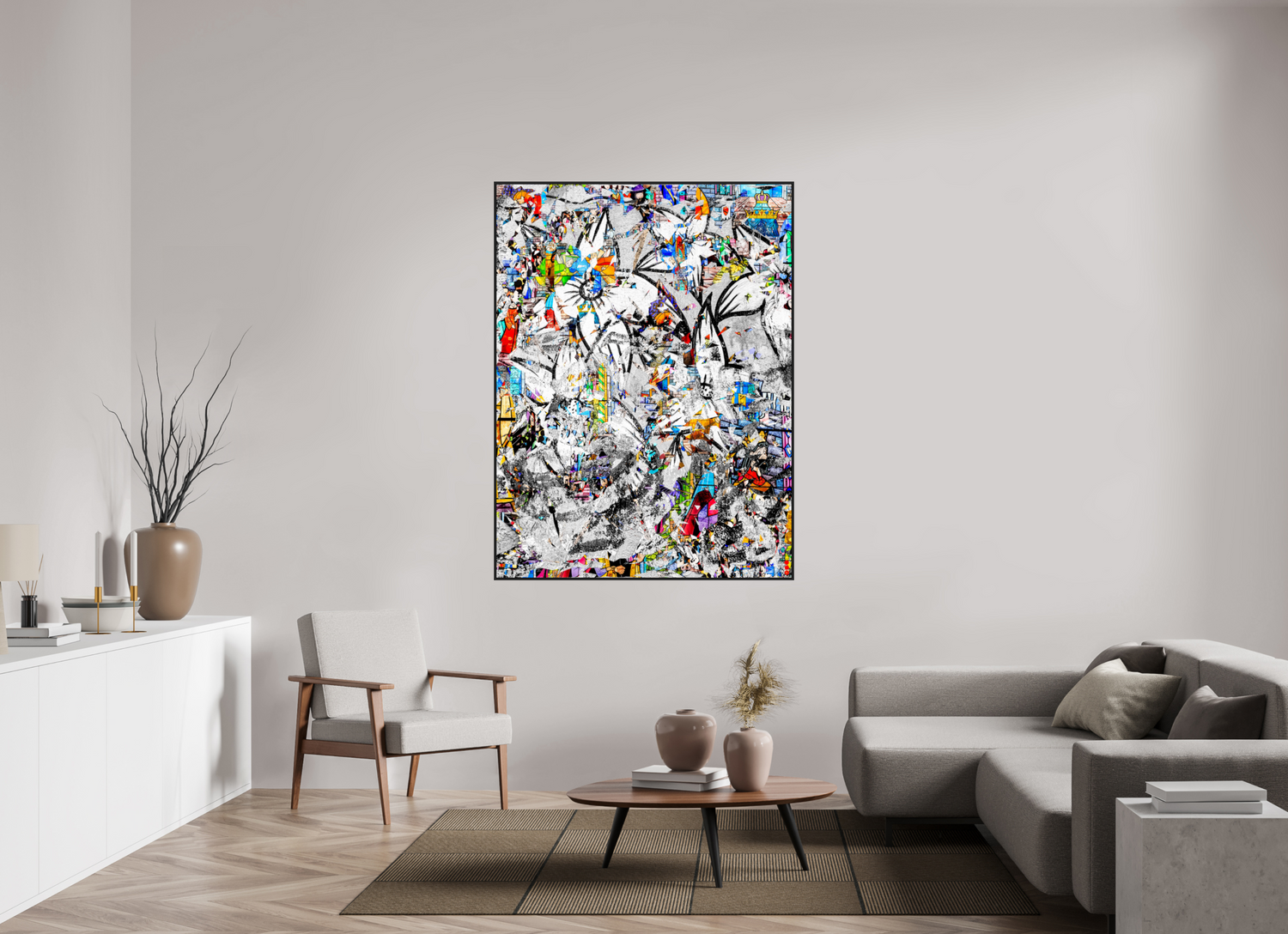 120 x 160 cm, Schattenfugen-Rahmen schwarz &amp; 2mm Acrylglas FA SCSI Miraaj III