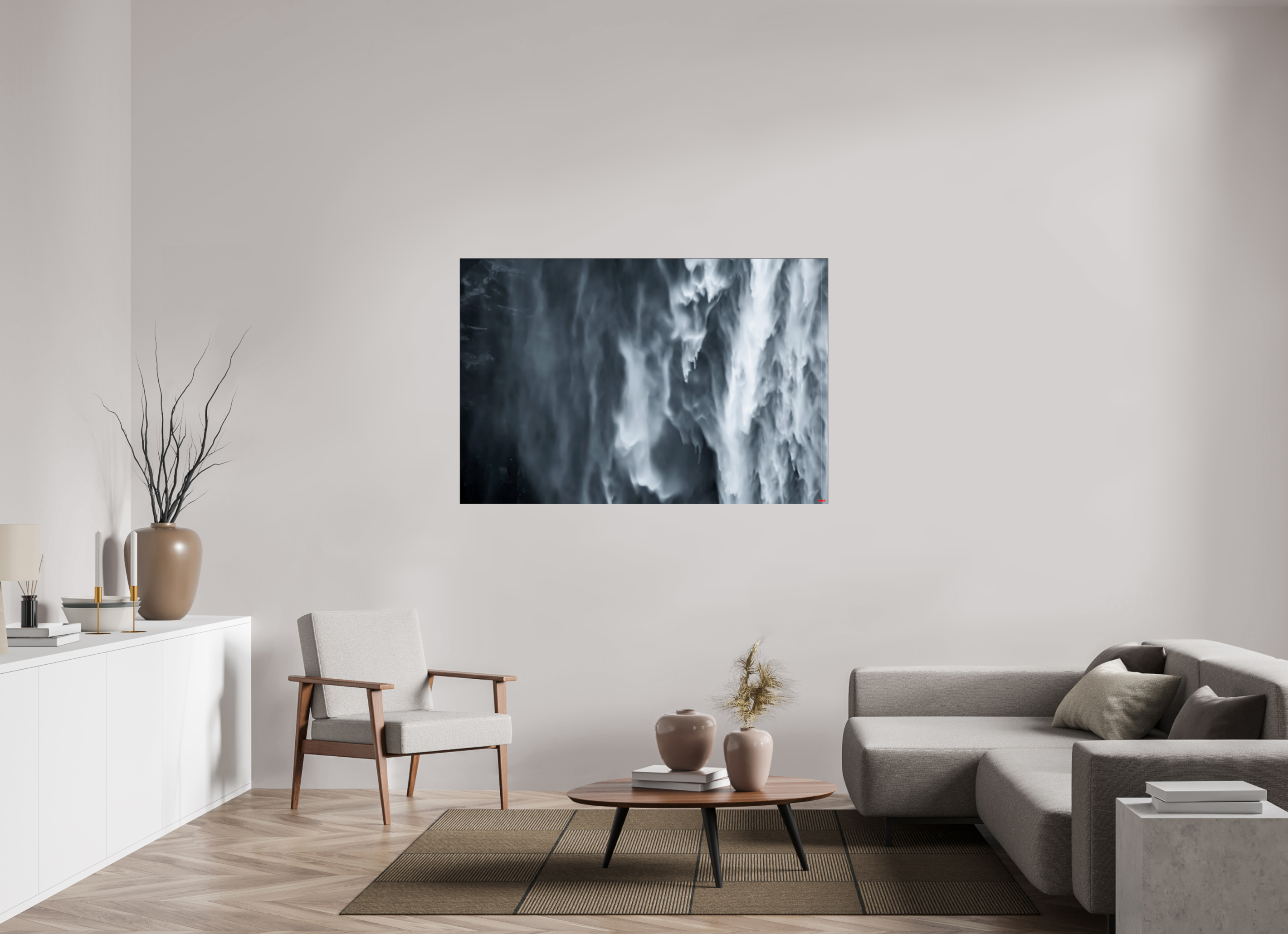 150 x 100 cm, Slimline Einfassung schwarz unter 2mm Acrylglas FA PH Oats in the Water I