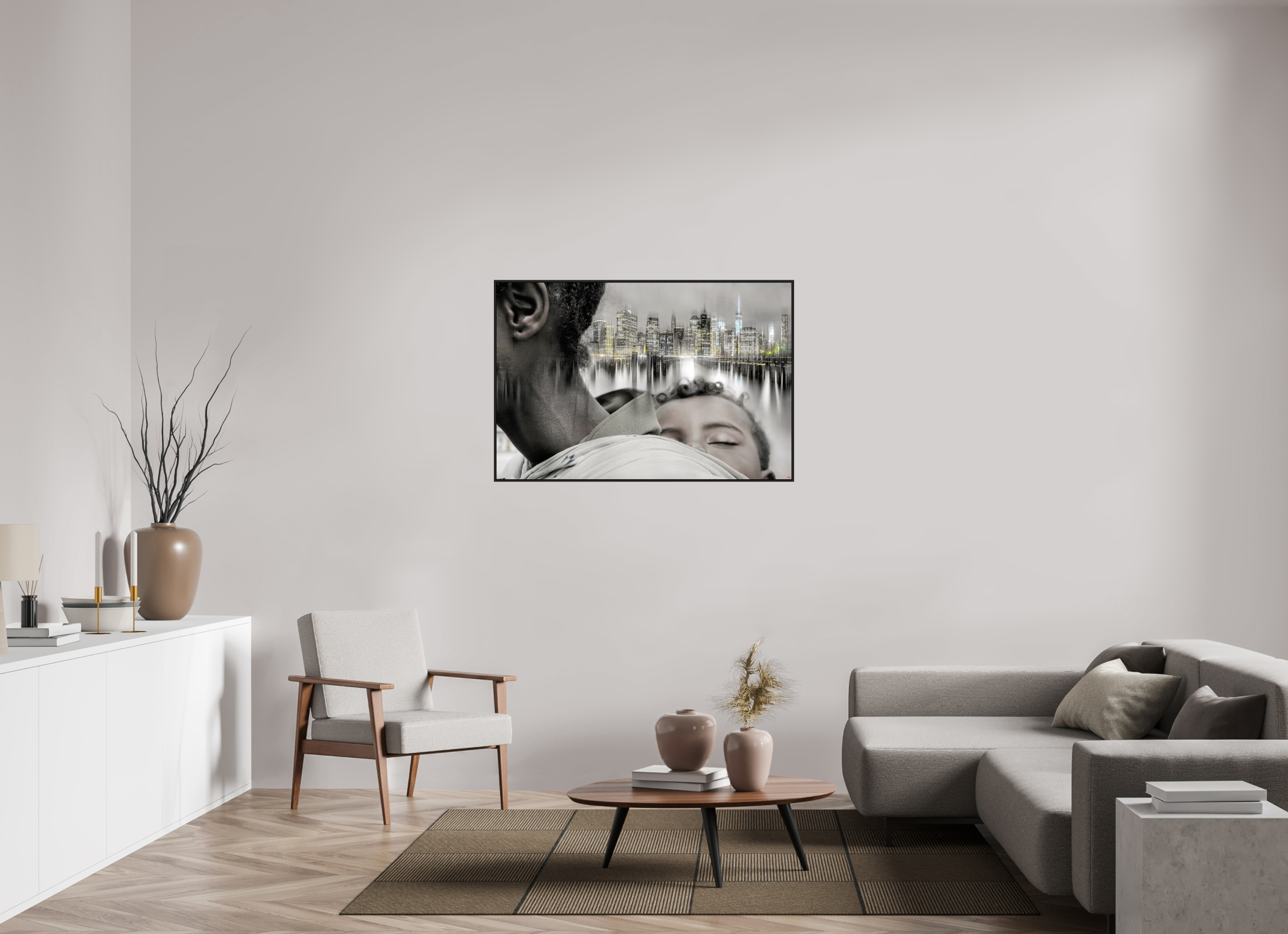 120 x 80 cm, Schattenfugen-Rahmen schwarz &amp; 2mm Acrylglas FA HP Aisha I