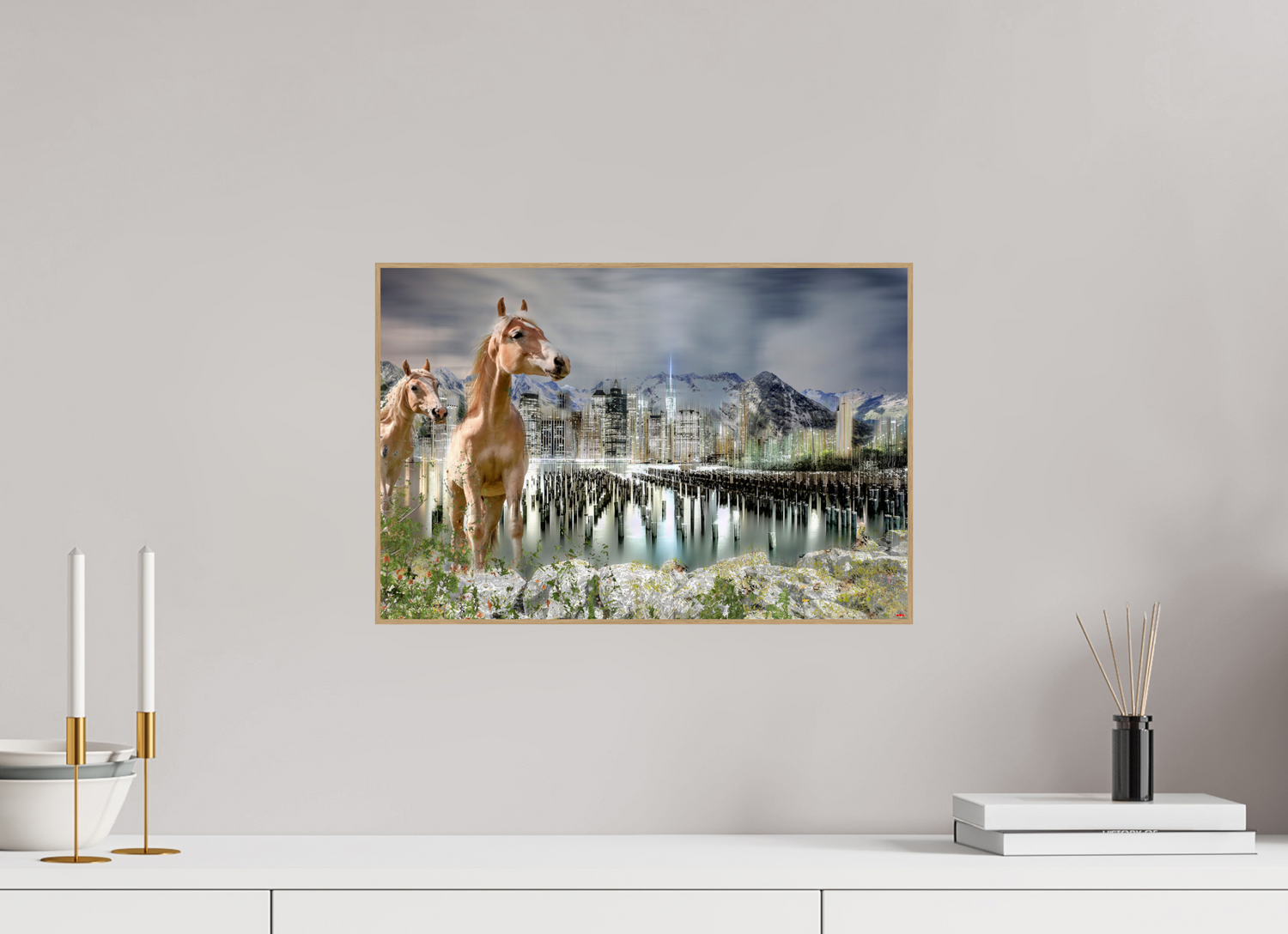 45 x 30 cm, Foto in ArtBox aus Massivholz Eiche natur RED³ HP Amazia I