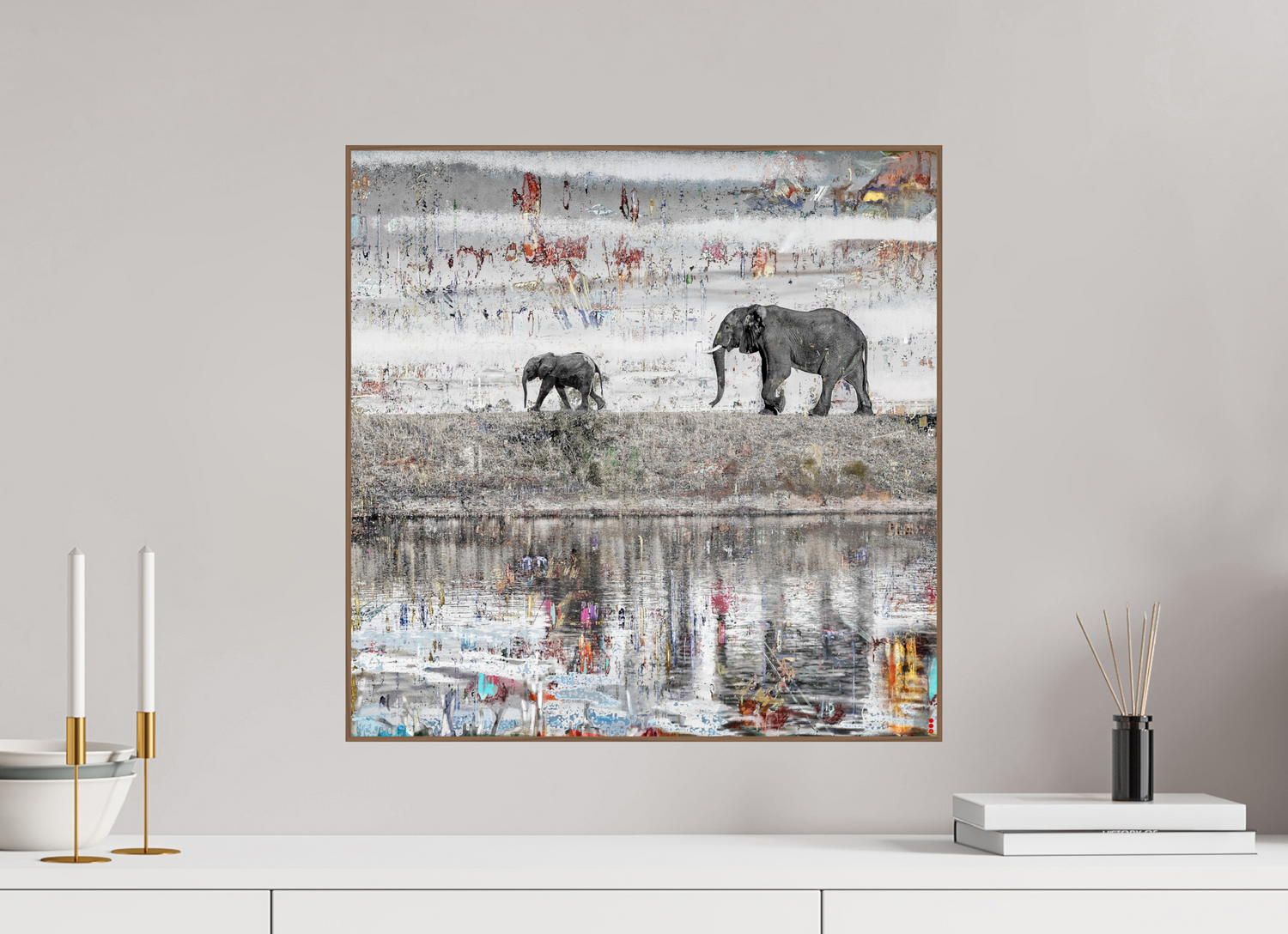 50 x 50 cm, Foto in ArtBox aus Massivholz Nussbaum RED³ WC Akuji II