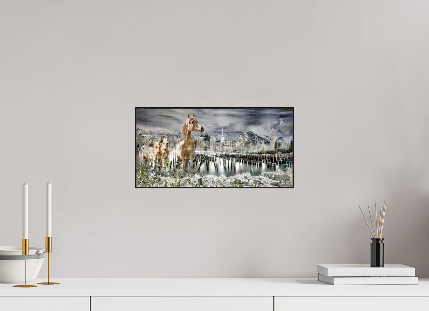 40 x 20 cm, Foto in ArtBox aus Massivholz Eiche schwarz RED³ HP Amazia V