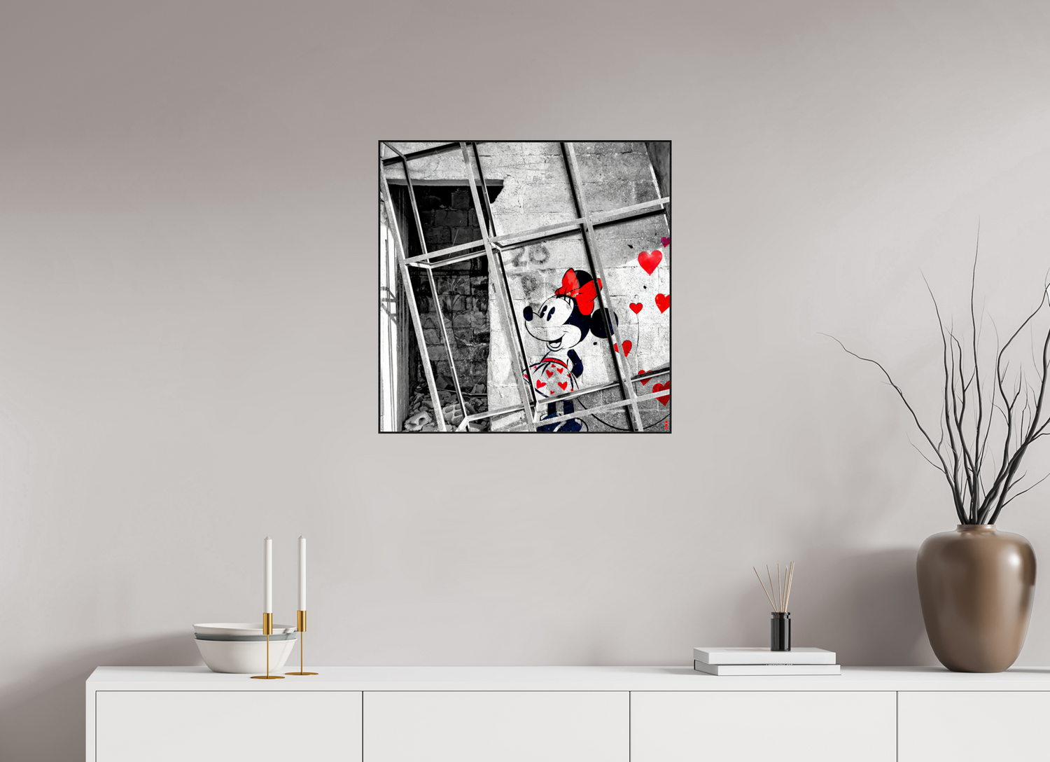 60 x 60 cm, Foto in ArtBox aus Massivholz Eiche schwarz RED³ SCSI Madiar II