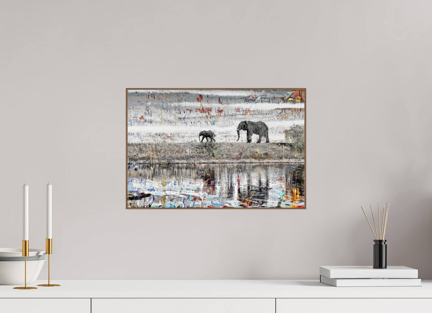 45 x 30 cm, Foto in ArtBox aus Massivholz Nussbaum RED³ WC Akuji I