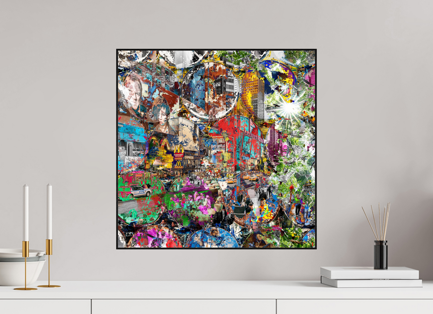 50 x 50 cm, Foto in ArtBox aus Massivholz Eiche schwarz RED³ HP Winston churchills boy II