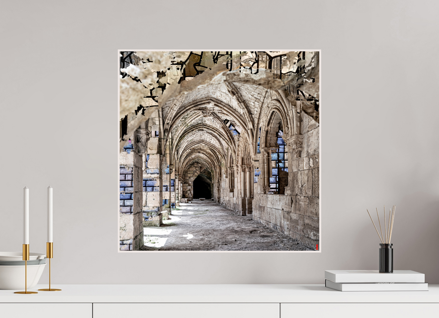 50 x 50 cm, Foto in ArtBox aus Massivholz Ahorn weiß RED³ SCSI Mehdiya II