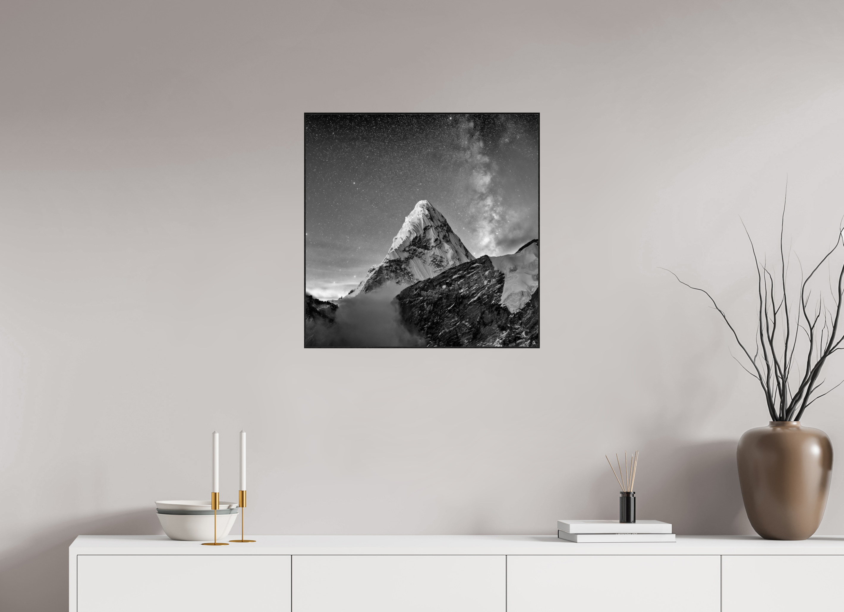 60 x 60 cm, Foto in ArtBox aus Massivholz Eiche schwarz RED³ PH Sujata II