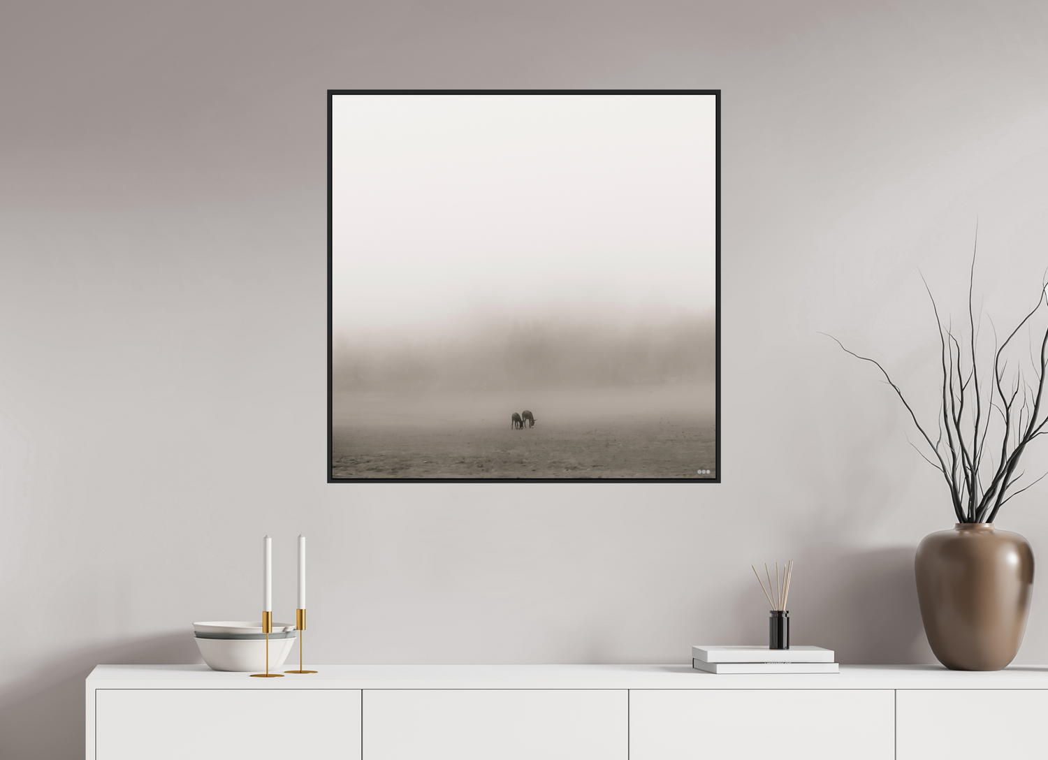 80 x 80 cm, Schattenfugen-Rahmen schwarz &amp; 2mm Acrylglas FA PH Mamello II