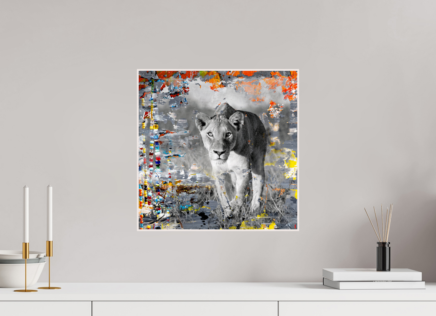 40 x 40 cm, Foto in ArtBox aus Massivholz Ahorn weiß RED³ WC Lamaya II