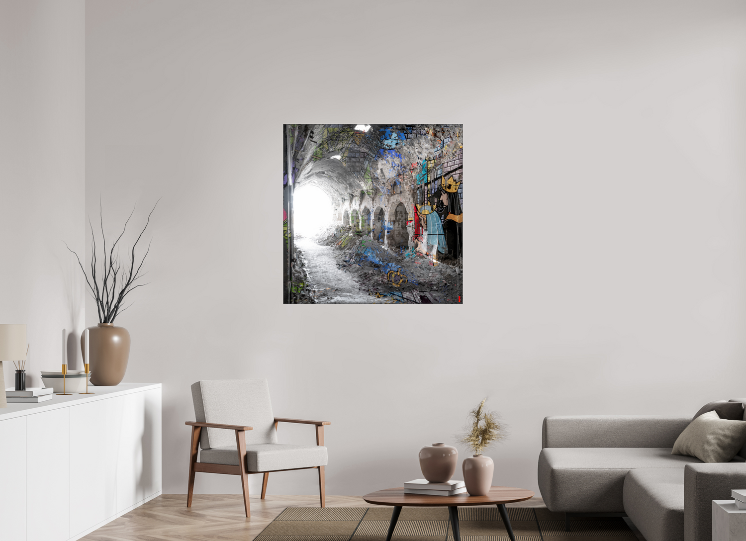 100 x 100 cm, Slimline Einfassung schwarz unter 2mm Acrylglas FA SCSI Maysa II