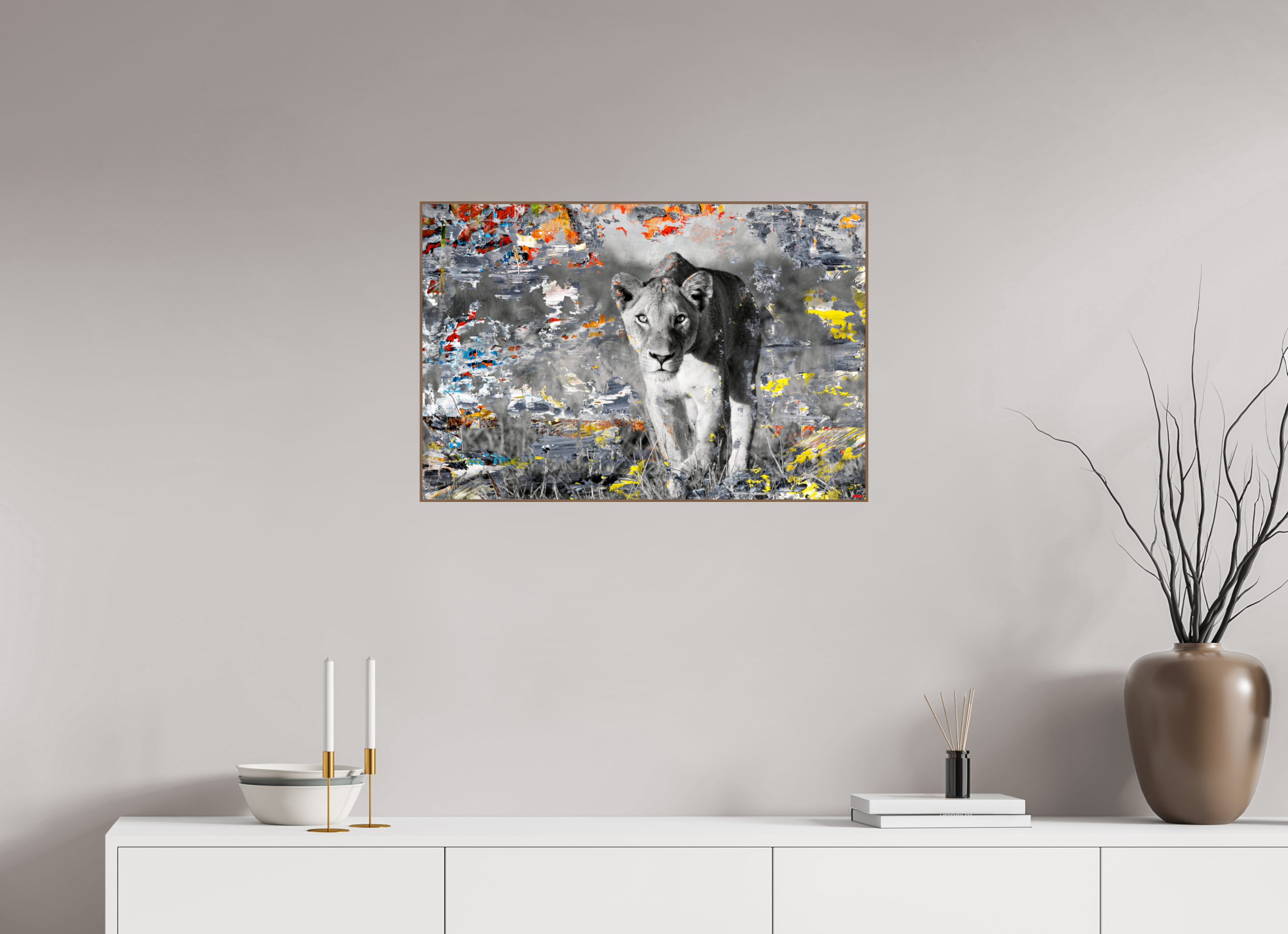 75 x 50 cm, Foto in ArtBox aus Massivholz Nussbaum RED³ WC Lamaya I