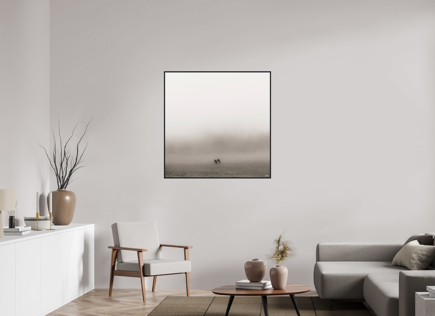 100 x 100 cm, Schattenfugen-Rahmen schwarz &amp; 2mm Acrylglas FA PH Mamello II