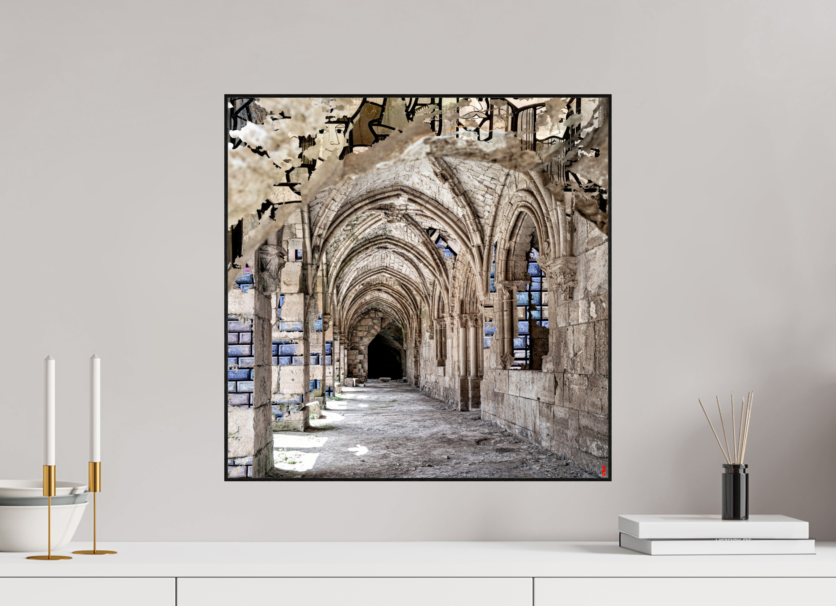 50 x 50 cm, Foto in ArtBox aus Massivholz Eiche schwarz RED³ SCSI Mehdiya II