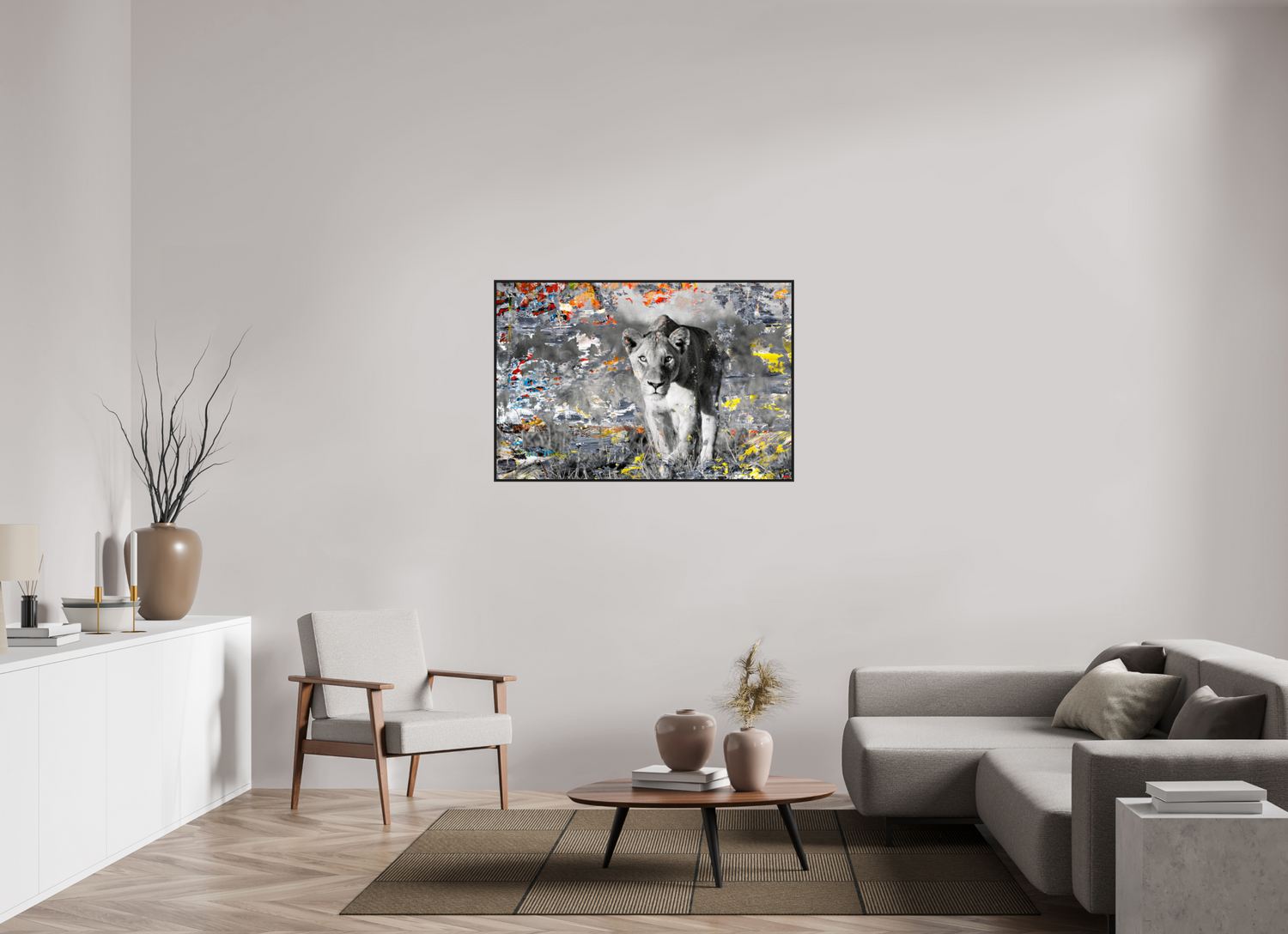 120 x 80 cm, Schattenfugen-Rahmen schwarz &amp; 2mm Acrylglas FA WC Lamaya I