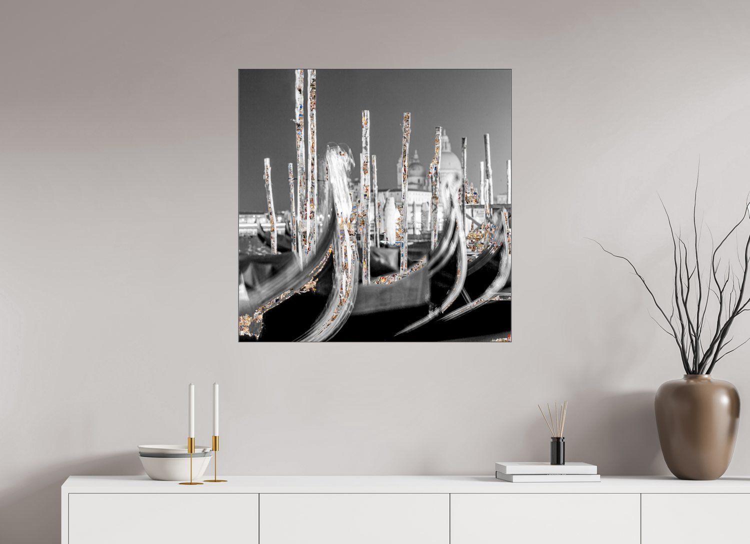 80 x 80 cm, Slimline Einfassung schwarz unter 2mm Acrylglas FA HP Alina II