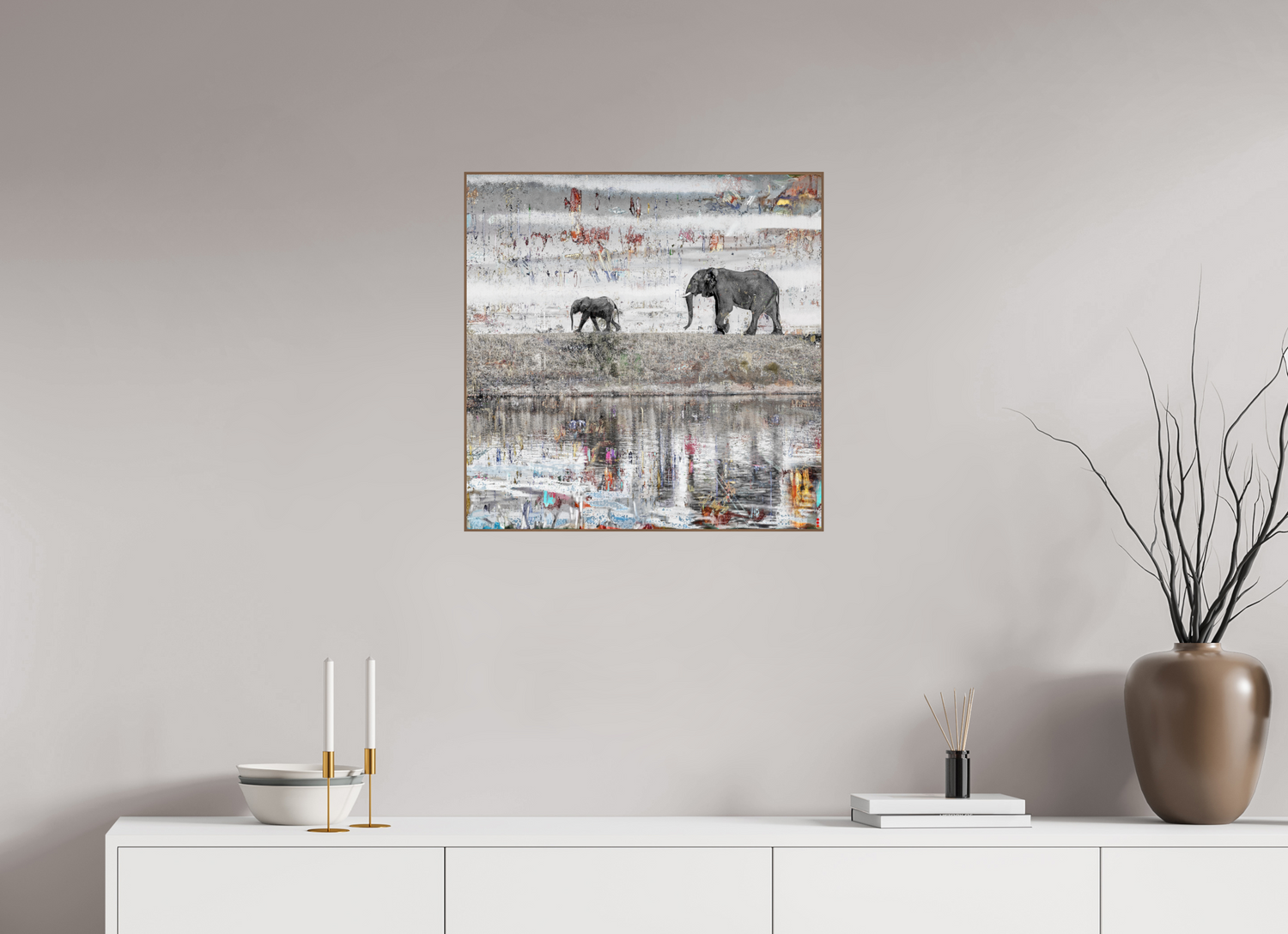 60 x 60 cm, Foto in ArtBox aus Massivholz Nussbaum RED³ WC Akuji II