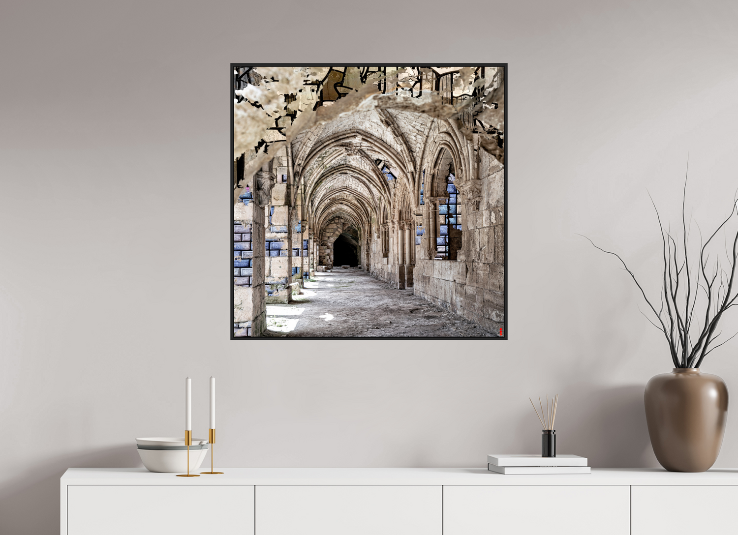 80 x 80 cm, Schattenfugen-Rahmen schwarz &amp; 2mm Acrylglas FA SCSI Mehdiya II