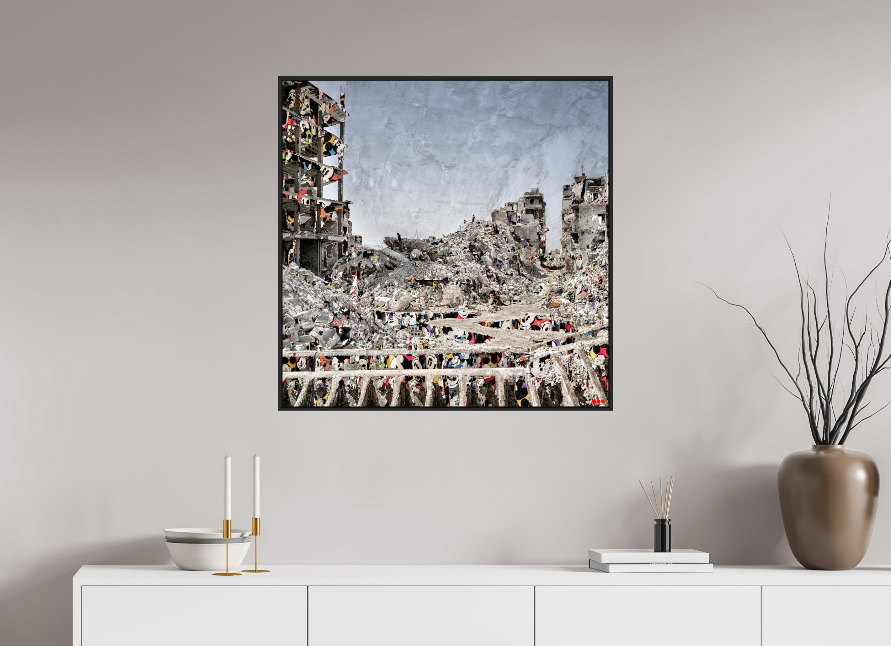 80 x 80 cm, Schattenfugen-Rahmen schwarz &amp; 2mm Acrylglas FA SCSI Majid II