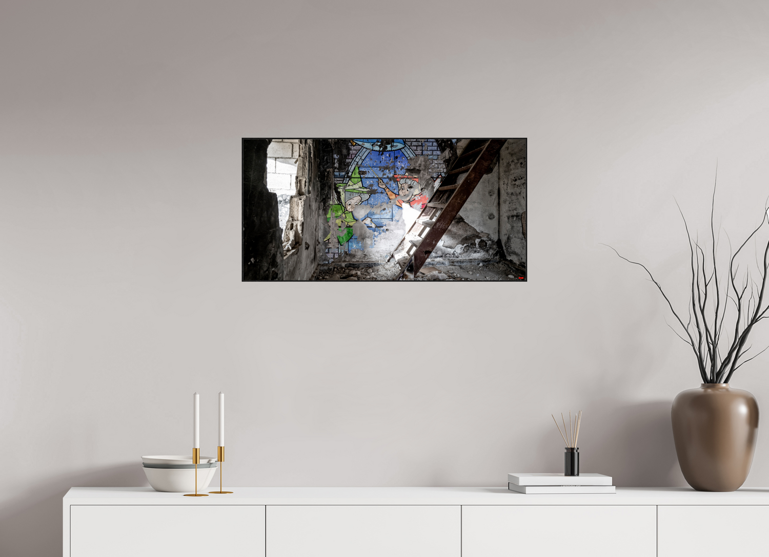 80 x 40 cm, Foto in ArtBox aus Massivholz Eiche schwarz RED³ SCSI Mazaya V