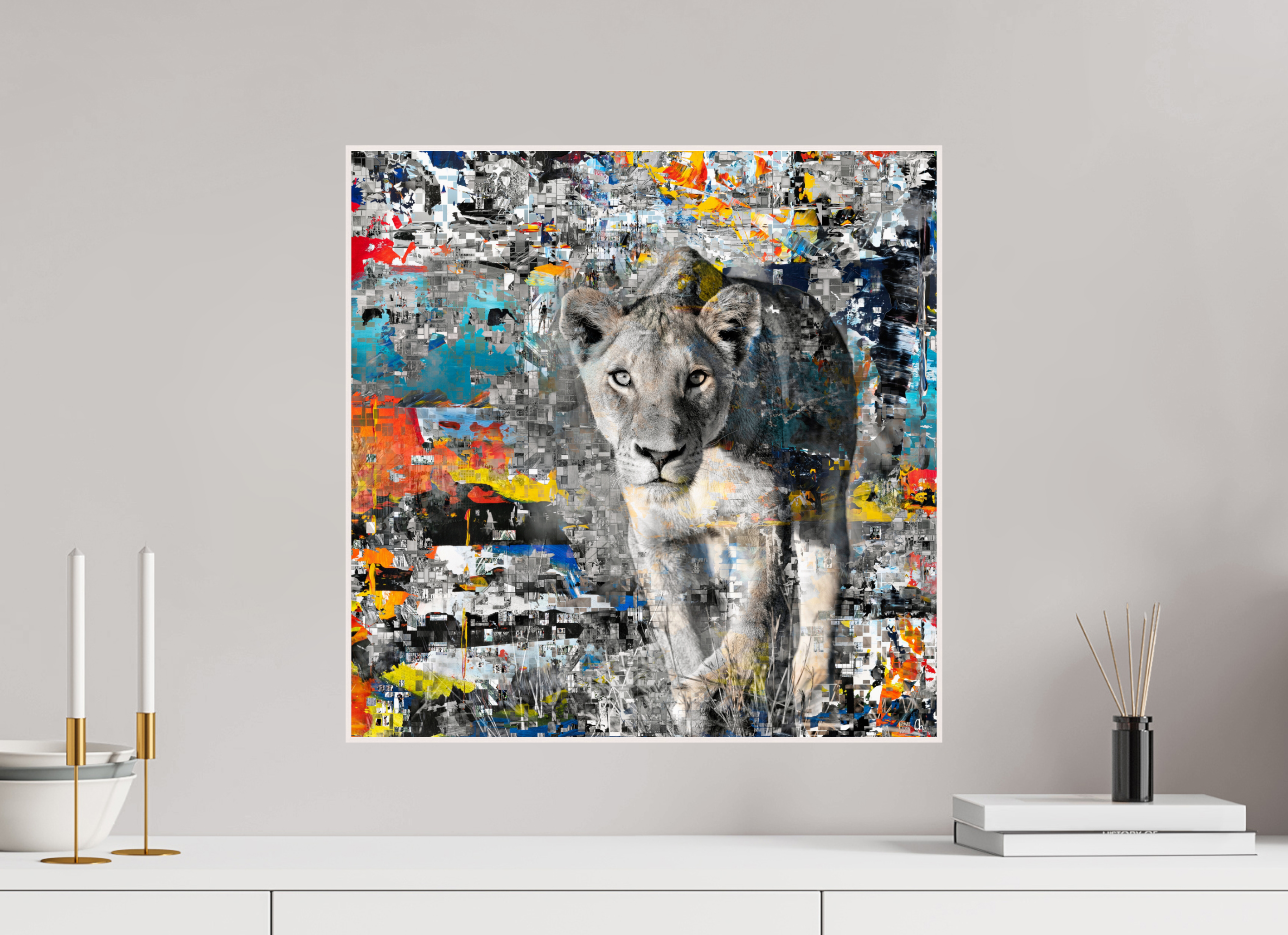 50 x 50 cm, Foto in ArtBox aus Massivholz Ahorn weiß RED³ WC Kachine II