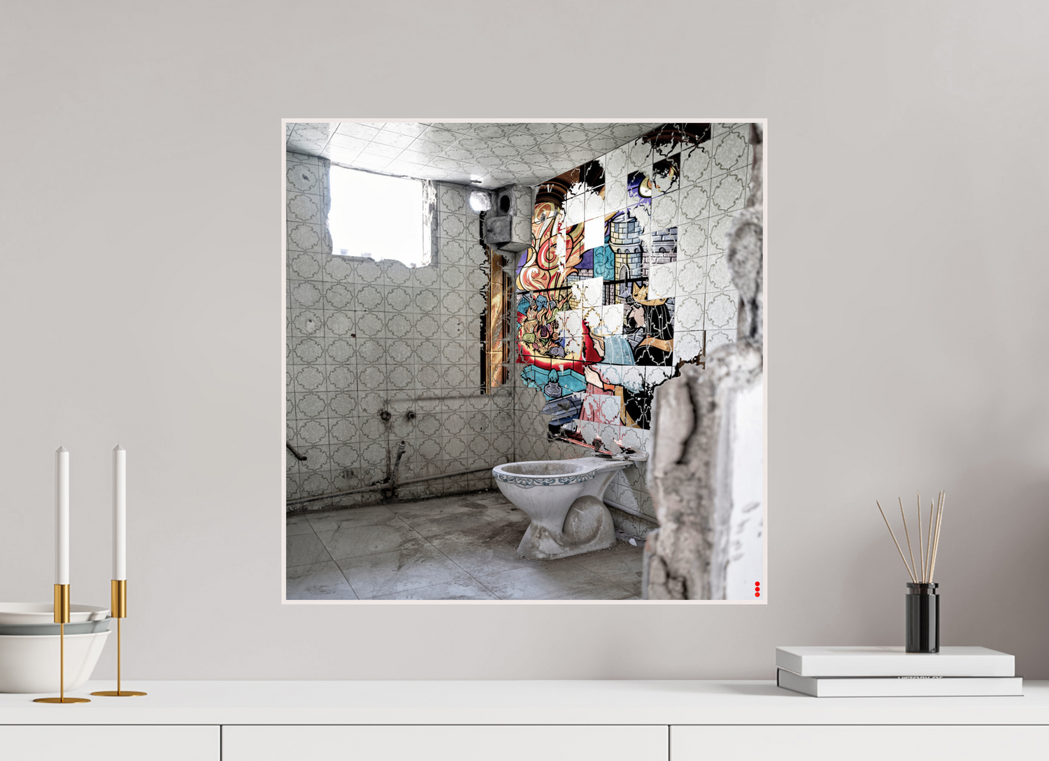 50 x 50 cm, Foto in ArtBox aus Massivholz Ahorn weiß RED³ SCSI Masirah II