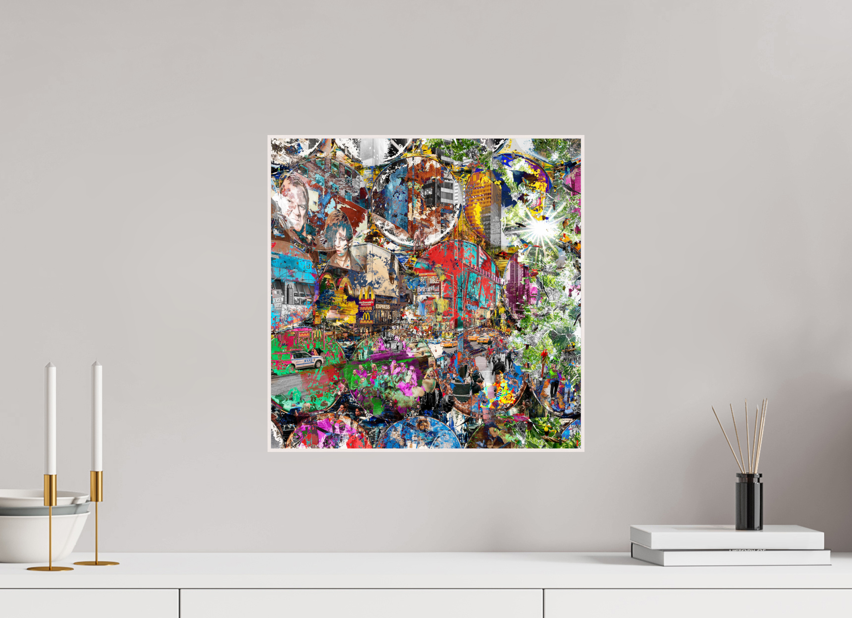 40 x 40 cm, Foto in ArtBox aus Massivholz Ahorn weiß RED³ HP Winston churchills boy II