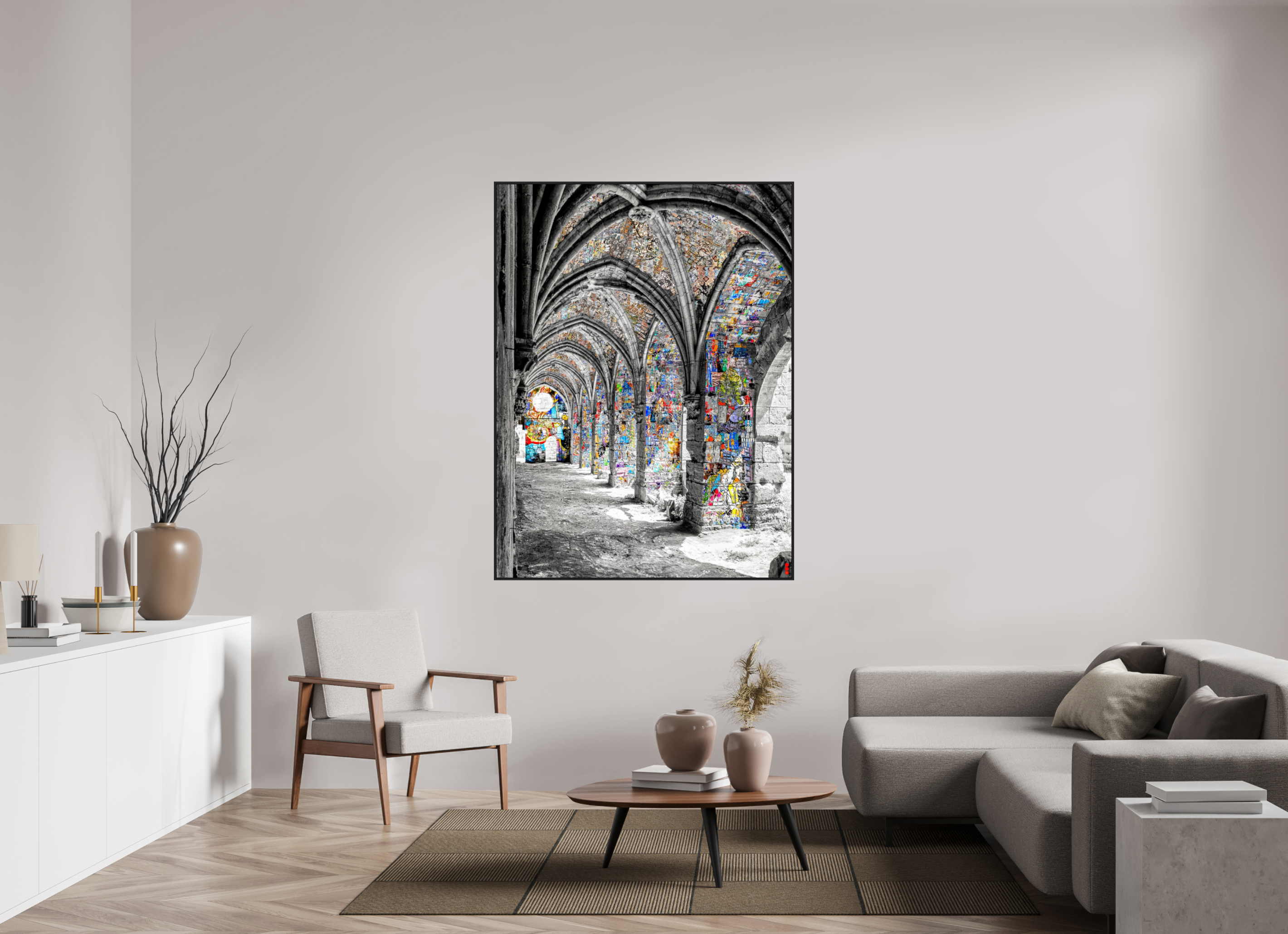 120 x 160 cm, Schattenfugen-Rahmen schwarz &amp; 2mm Acrylglas FA SCSI Malik III