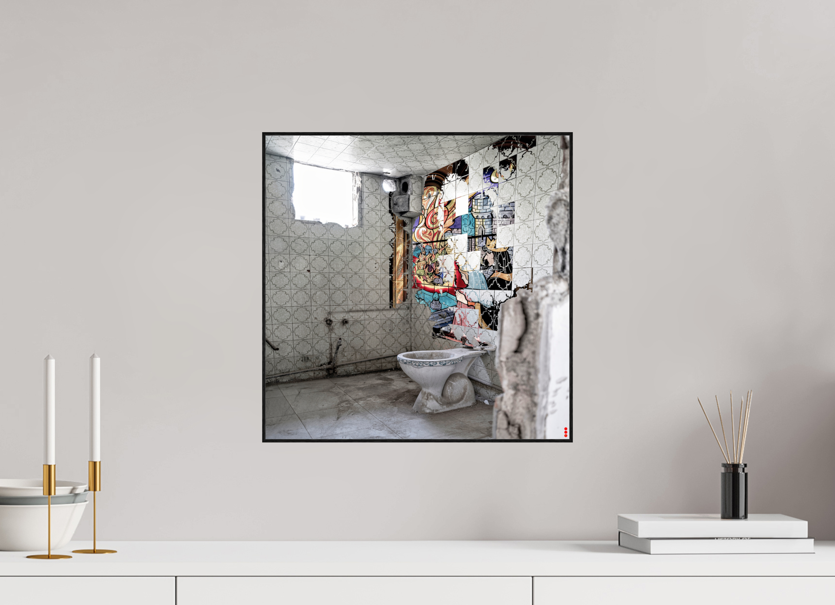 40 x 40 cm, Foto in ArtBox aus Massivholz Eiche schwarz RED³ SCSI Masirah II