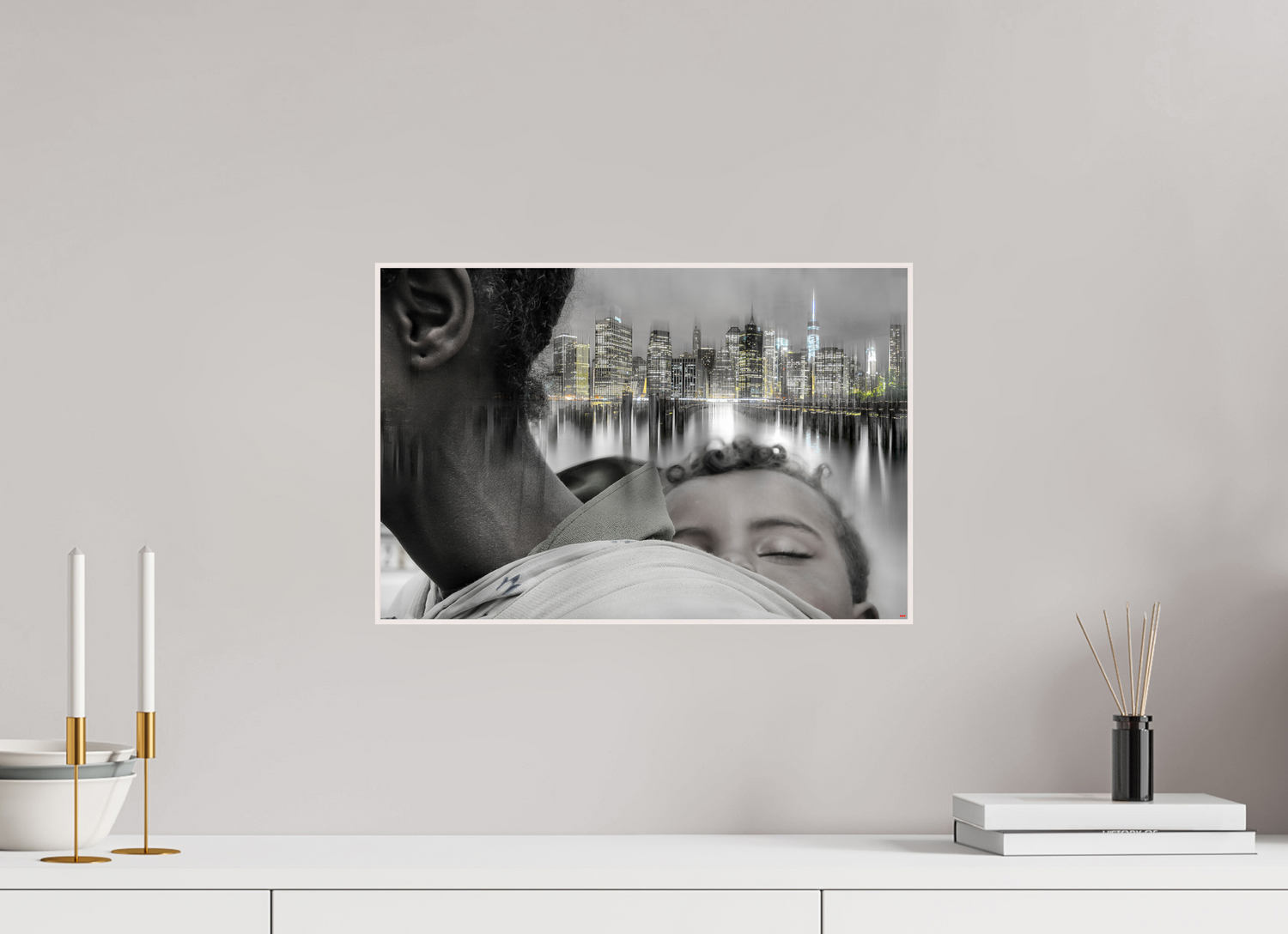 45 x 30 cm, Foto in ArtBox aus Massivholz Ahorn weiß RED³ HP Aisha I