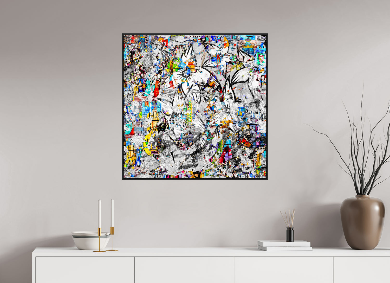 80 x 80 cm, Schattenfugen-Rahmen schwarz &amp; 2mm Acrylglas FA SCSI Miraaj II