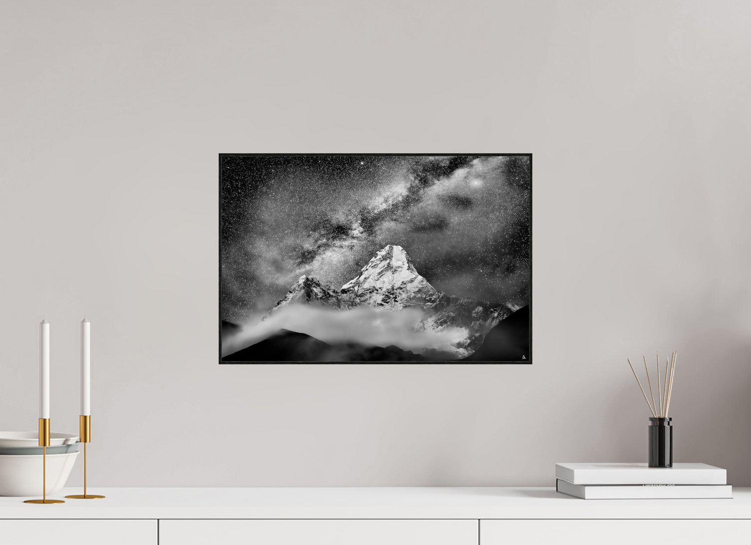 45 x 30 cm, Foto in ArtBox aus Massivholz Eiche schwarz RED³ Sherab I