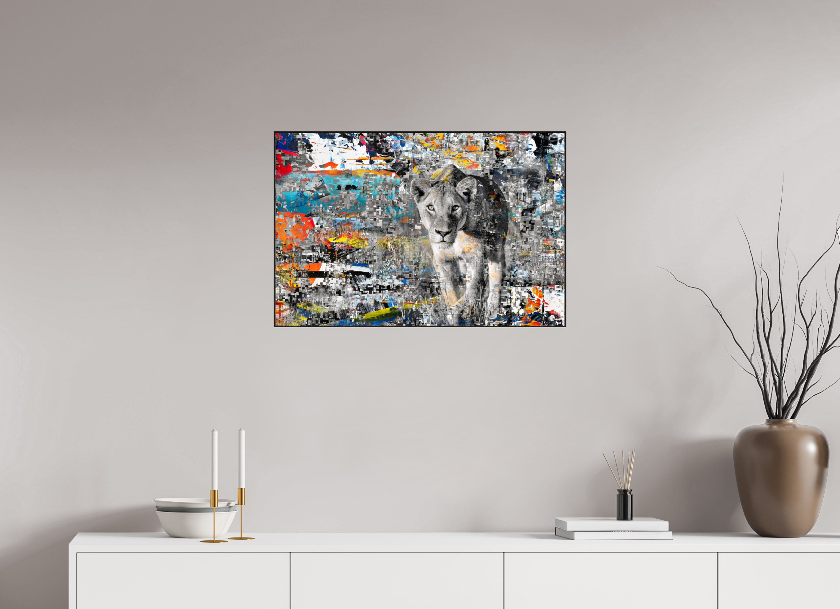 75 x 50 cm, Foto in ArtBox aus Massivholz Eiche schwarz RED³ WC Kachine I