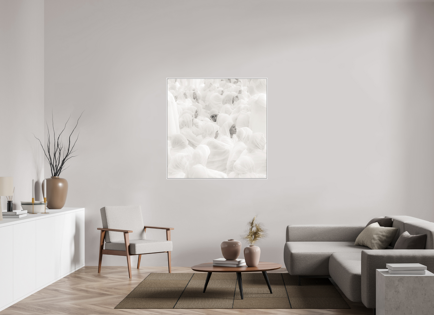 120 x 120 cm, Schattenfugen-Rahmen weiß &amp; 2mm Acrylglas FA PH Malia II