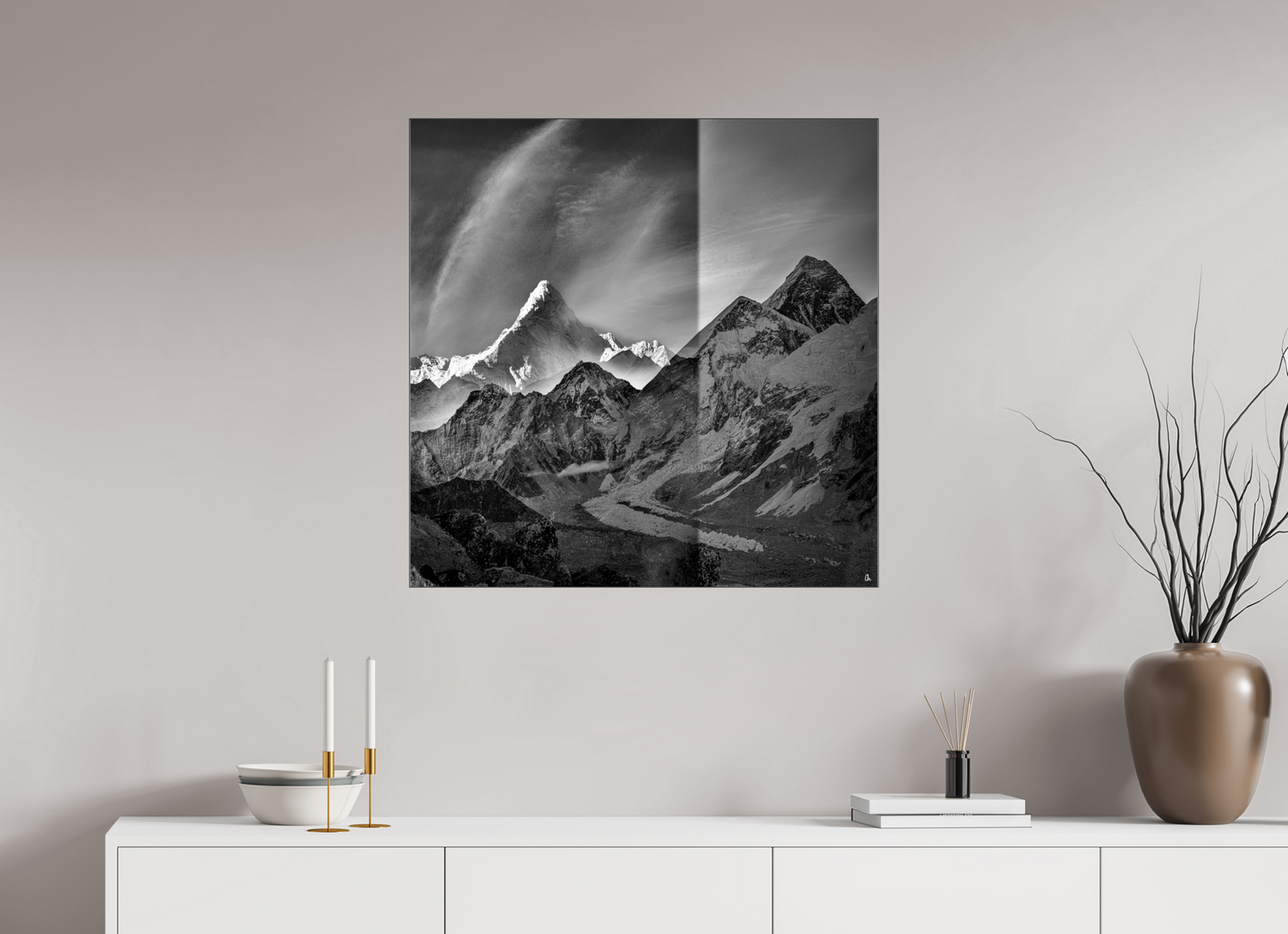 80 x 80 cm, Slimline Einfassung schwarz unter 2mm Acrylglas FA PH Subha II