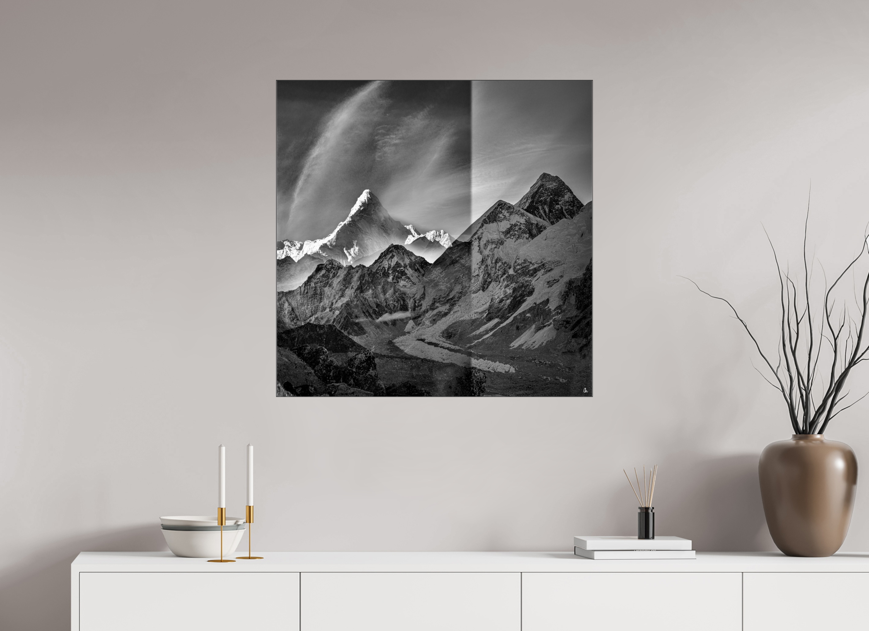 80 x 80 cm, Slimline Einfassung schwarz unter 2mm Acrylglas FA PH Subha II