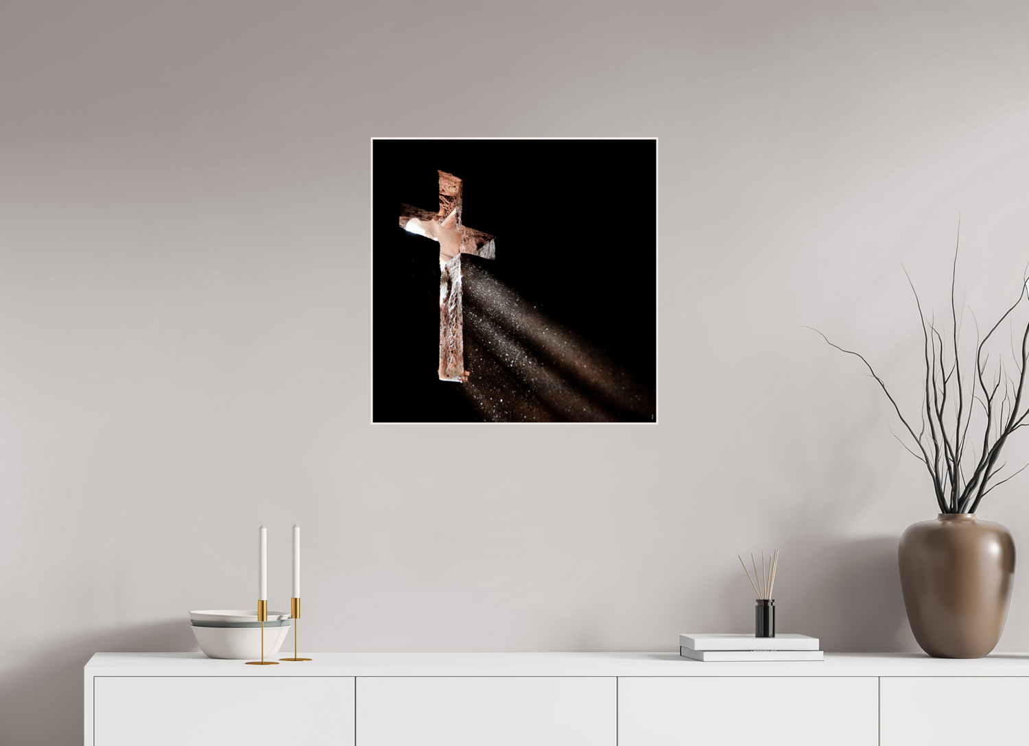 60 x 60 cm, Foto in ArtBox aus Massivholz Ahorn weiß RED³ PH Moyale II