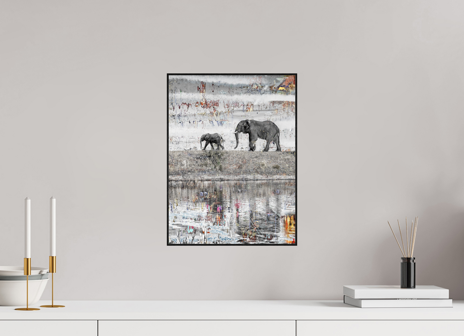 30 x 40 cm, Foto in ArtBox aus Massivholz Eiche schwarz RED³ WC Akuji III