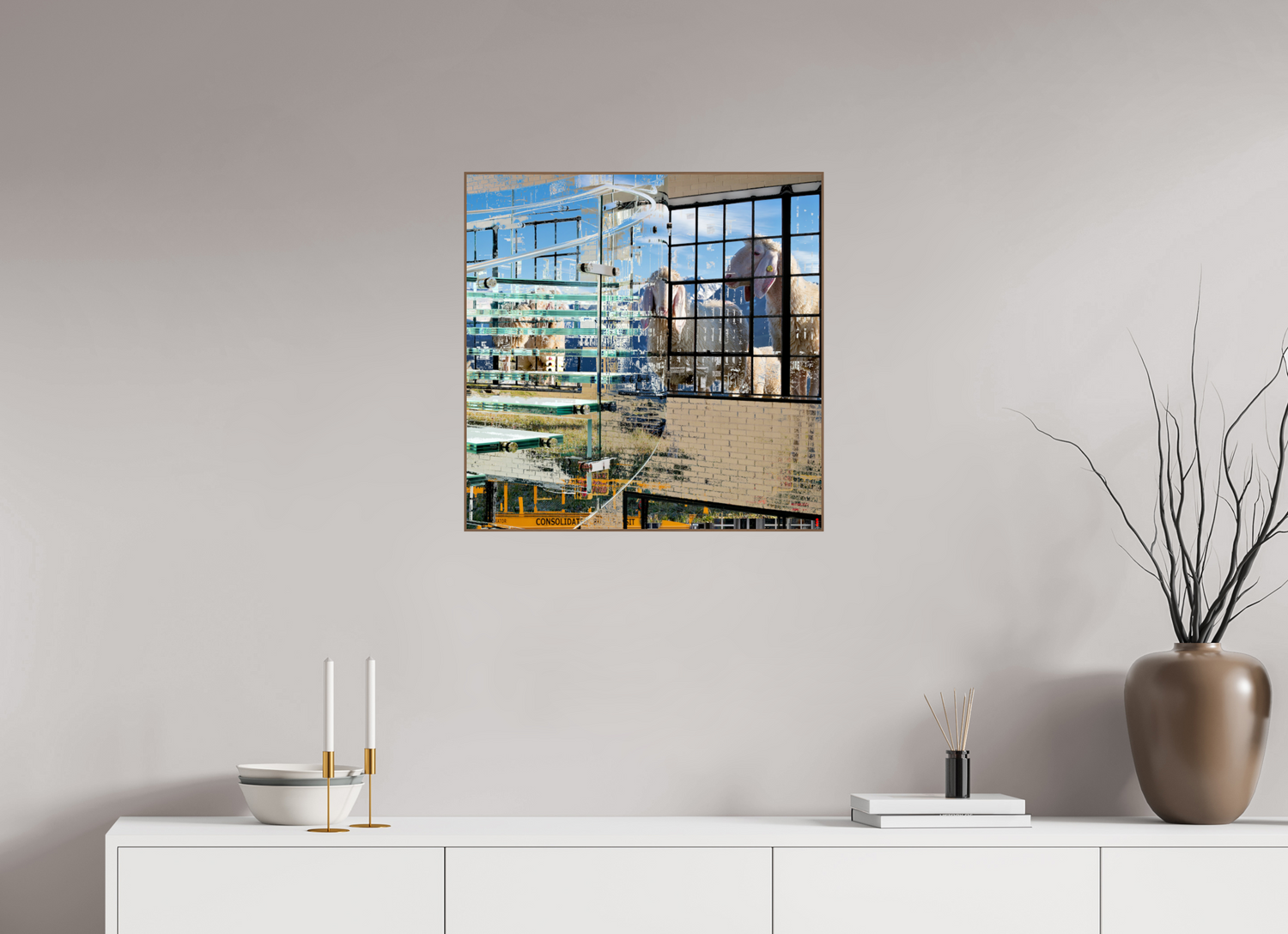 60 x 60 cm, Foto in ArtBox aus Massivholz Nussbaum RED³ HP Malia II