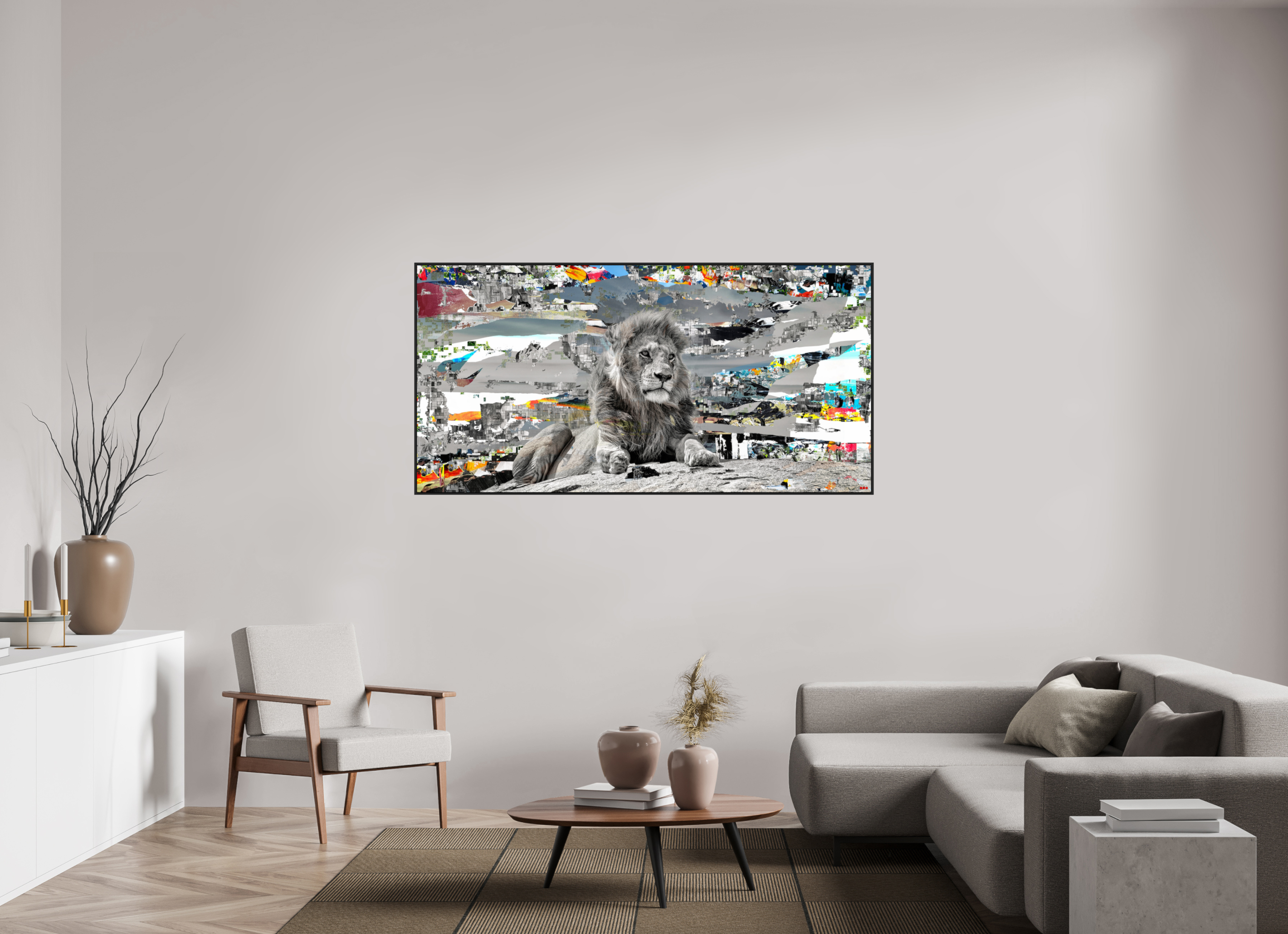 180 x 90 cm, Schattenfugen-Rahmen schwarz &amp; 2mm Acrylglas FA WC Jabari V