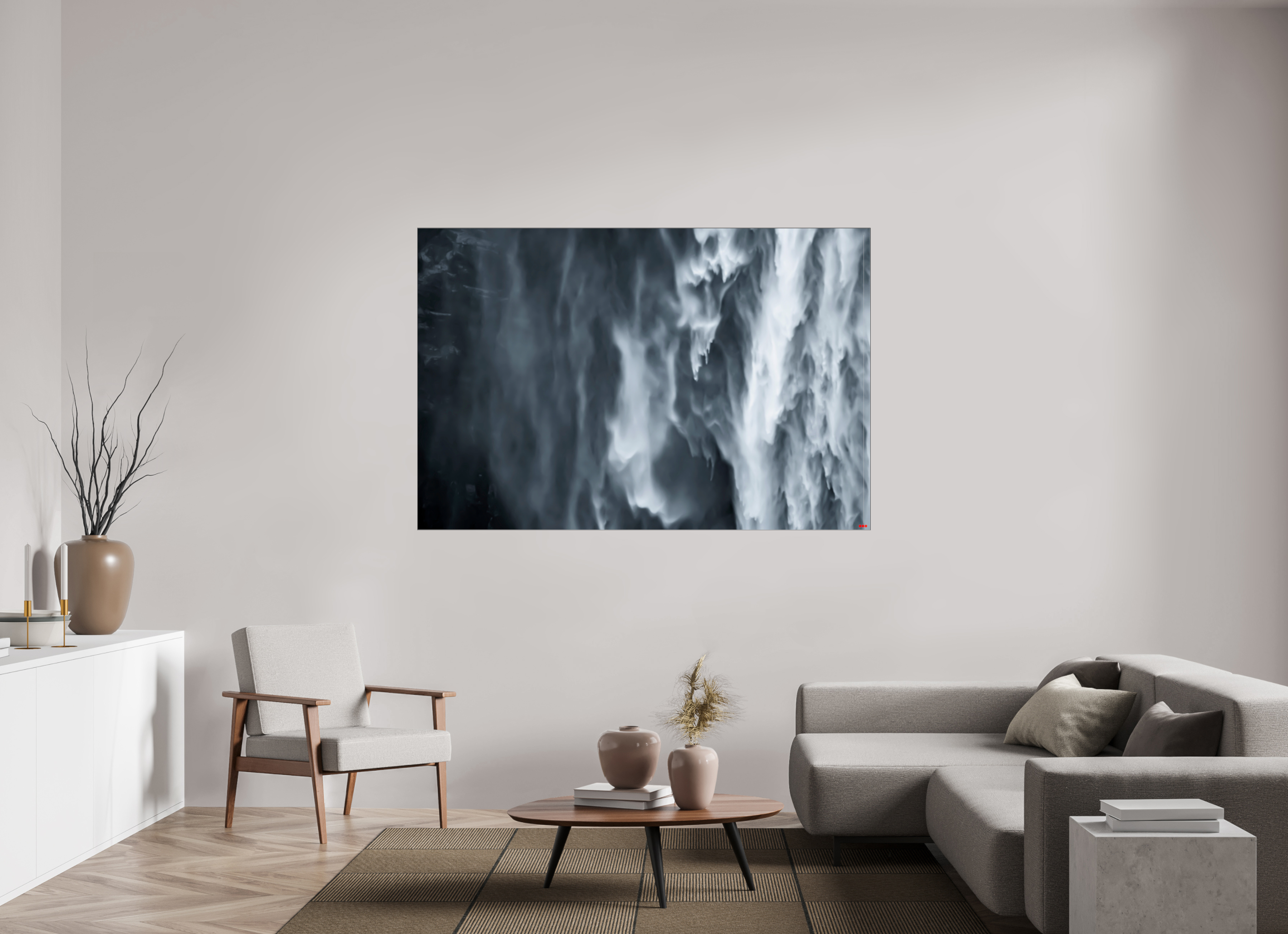 180 x 120 cm, Slimline Einfassung schwarz unter 2mm Acrylglas FA PH Oats in the Water I